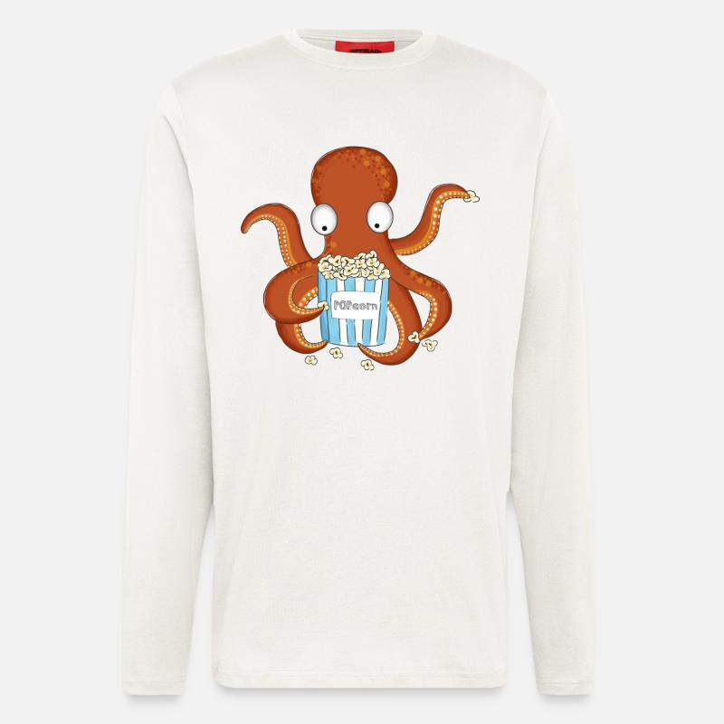 Popcorn Krake - Langarmshirt - made by SPREAD - OFF WHITE