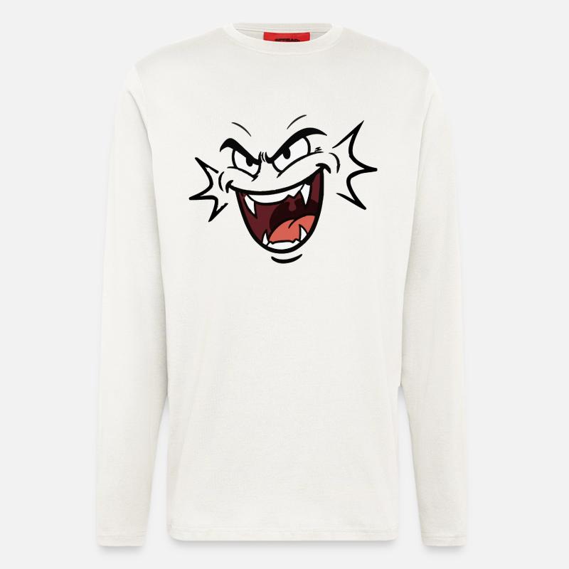Funny vampire face laughing pattern comic - Longsleeve - made by SPREAD  - OFF WHITE