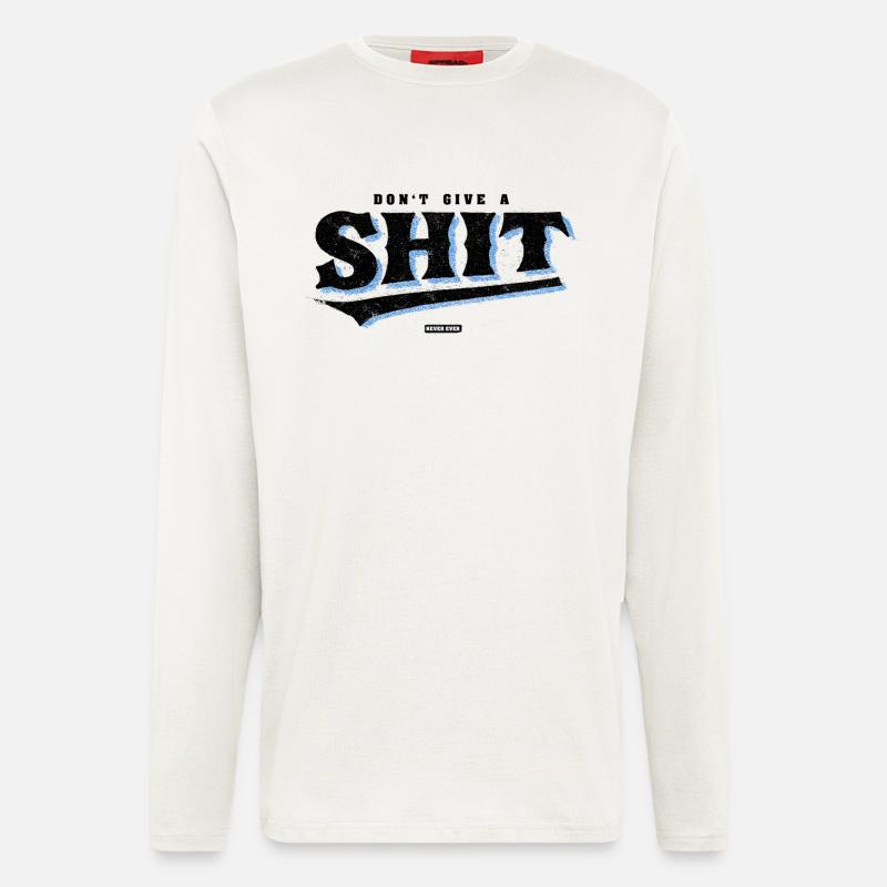 Blauer Pinsel-Schriftzug Never Ever - Langarmshirt - made by SPREAD  - OFF WHITE