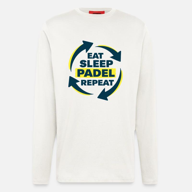 Déclaration d’athlète récurrent Eat Sleep Padel - Manches longues bio décontracté fabriqué en UE - OFF WHITE