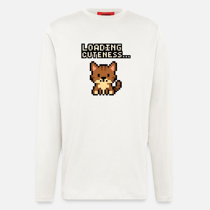 Ladezeit der Niedlichkeit Pixelkatze - Langarmshirt - made by SPREAD  - OFF WHITE