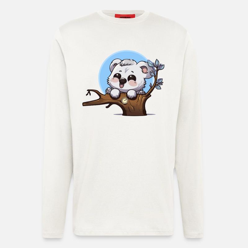 Kleiner Panda auf Ast mit Uhr - Langarmshirt - made by SPREAD  - OFF WHITE