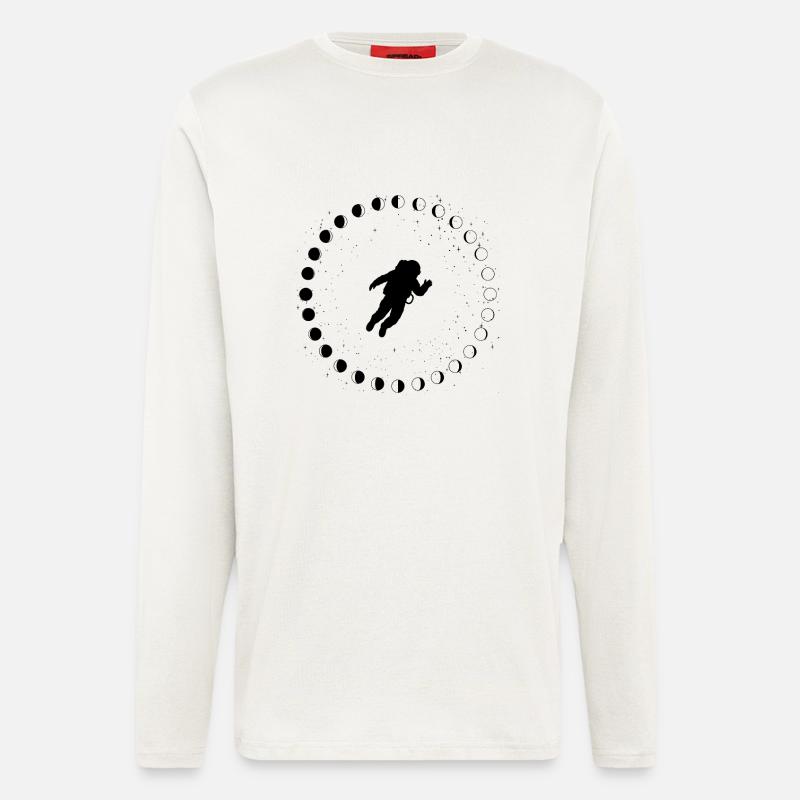 Astronaut mit Mondphasen und Sternen - Langarmshirt - made by SPREAD  - OFF WHITE