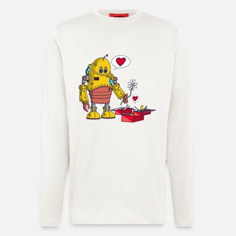 Der Roboter und die Liebe - Langarmshirt - made by SPREAD  - OFF WHITE