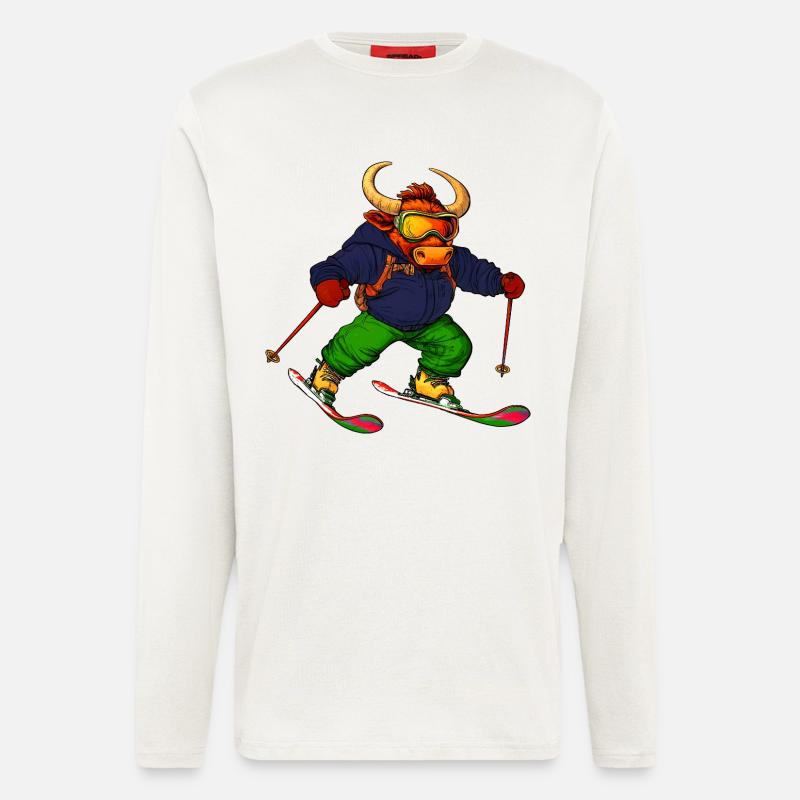 Stiere Skifahrer / Ski Stier - Langarmshirt - made by SPREAD  - OFF WHITE