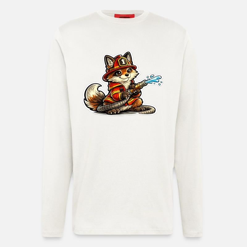 Fox firefighter hero in action - Longsleeve - made by SPREAD - OFF WHITE