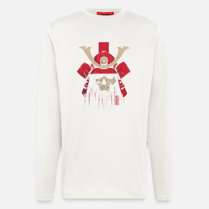 Blutroter Samurai Schädel - Langarmshirt - made by SPREAD  - OFF WHITE