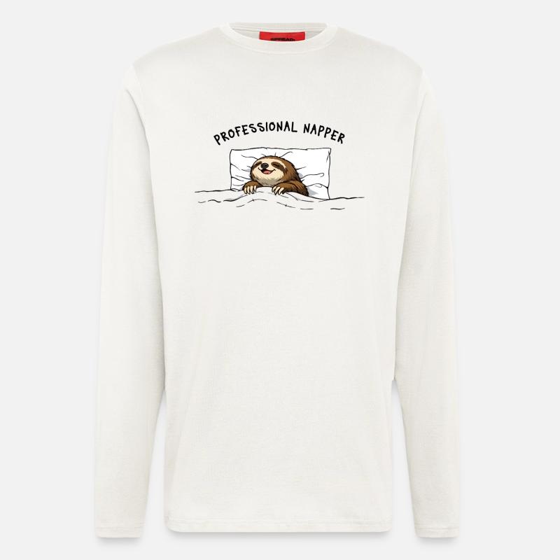 Professional Napper – Cute Sleep Shirt Sloth - Longsleeve - made by SPREAD - OFF WHITE