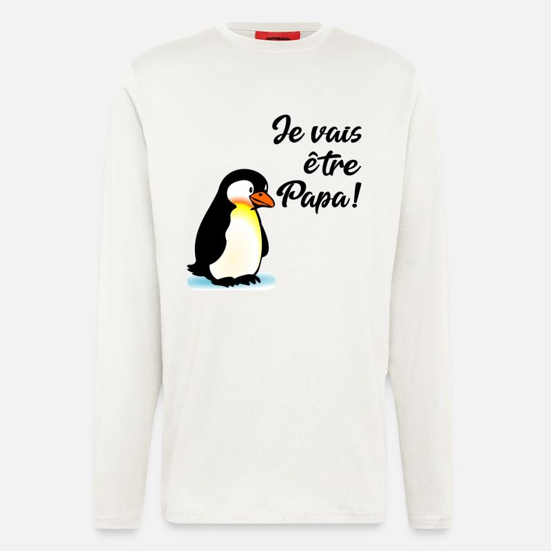 Kündigen Sie Baby-Daddy-Pinguin an - Langarmshirt - made by SPREAD  - OFF WHITE
