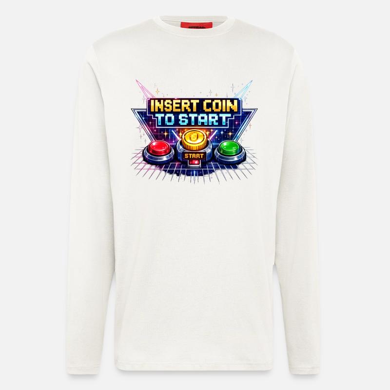 Arcade Start Button Neon Retro - Longsleeve - made by SPREAD  - OFF WHITE