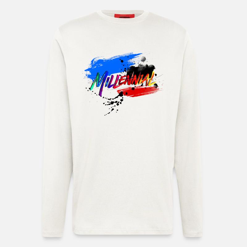 Millennial - Farbspritzer Motiv - Langarmshirt - made by SPREAD  - OFF WHITE