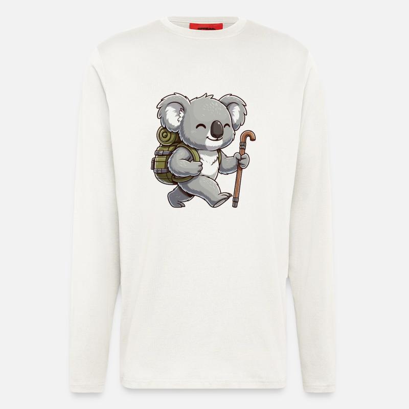 Cute Hiking Koala Bear Trekking Art - Longsleeve - made by SPREAD - OFF WHITE