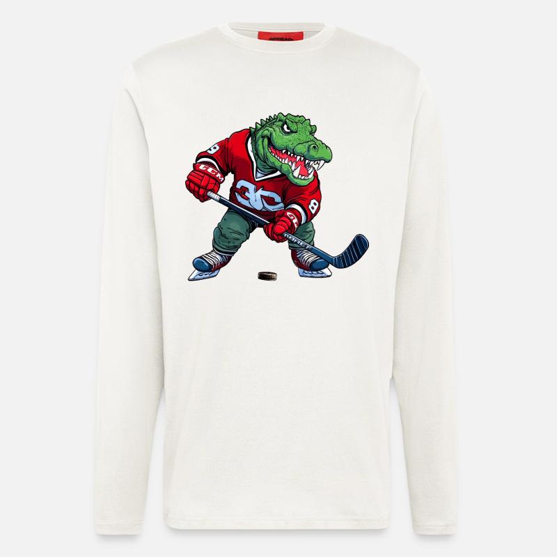 Krokodil Eishockey Alligator - Langarmshirt - made by SPREAD  - OFF WHITE