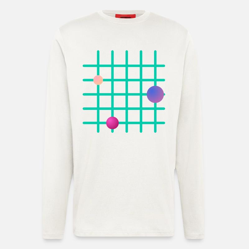 Geometrisches Grid mit Farb-Sphären - Langarmshirt - made by SPREAD  - OFF WHITE