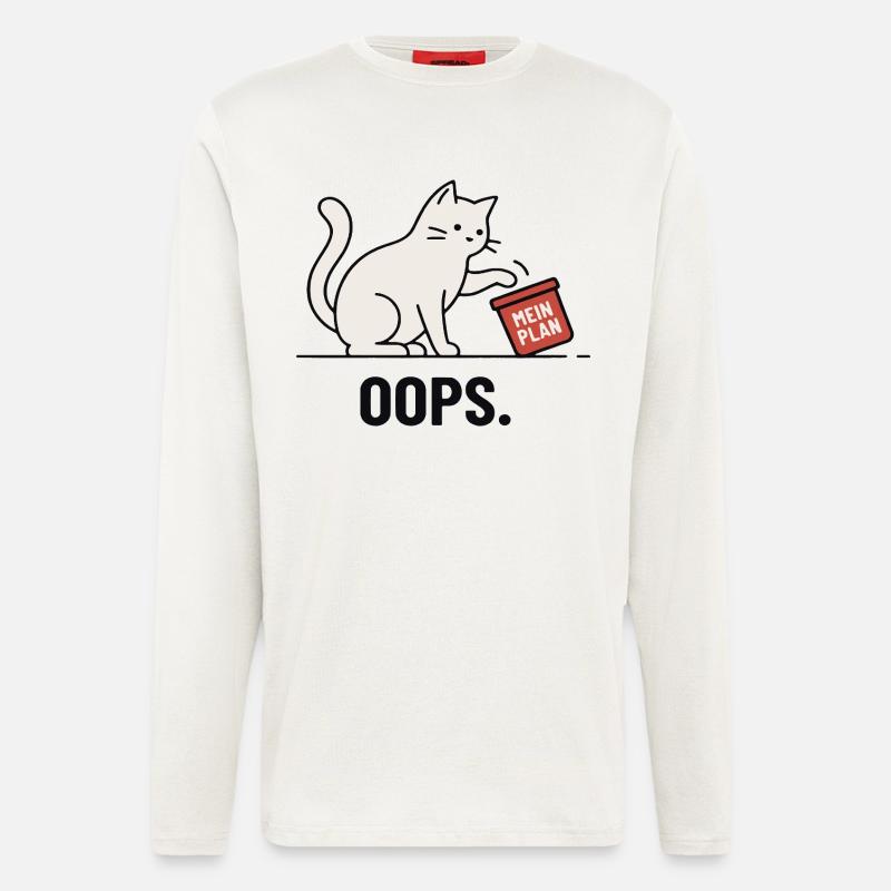 My plan... Oops – Funny Cat - Longsleeve - made by SPREAD  - OFF WHITE