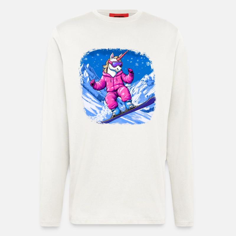 Einhörner Snowboard - Langarmshirt - made by SPREAD  - OFF WHITE