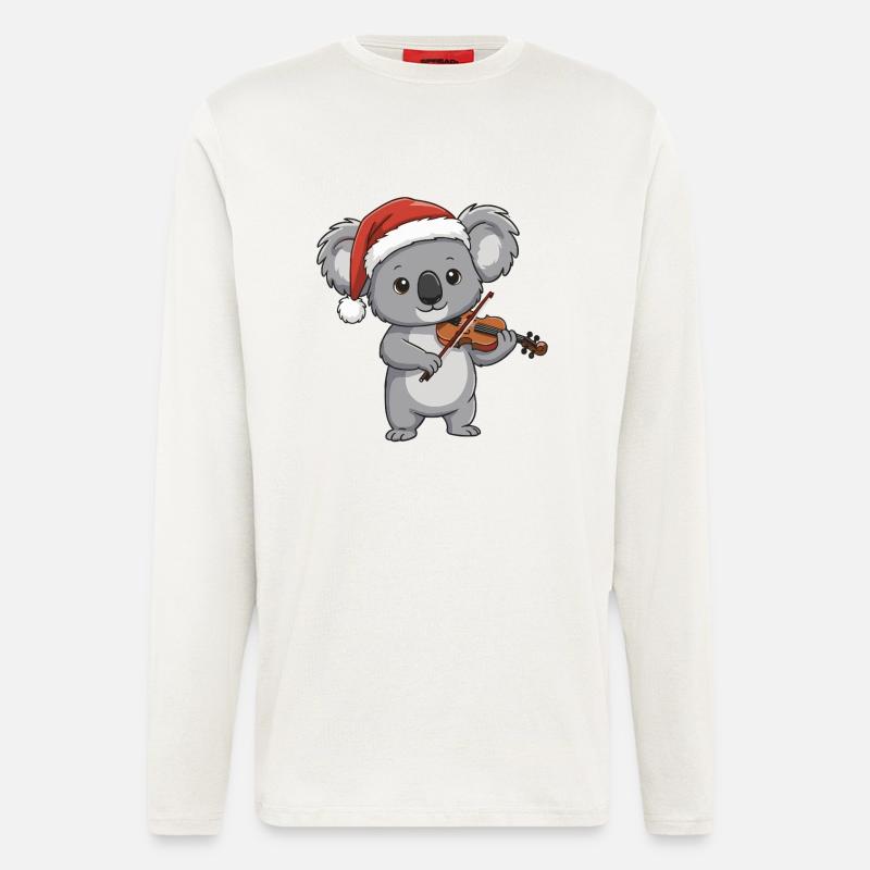 Weihnachts-Koalabär spielt Geigenkunst - Langarmshirt - made by SPREAD  - OFF WHITE