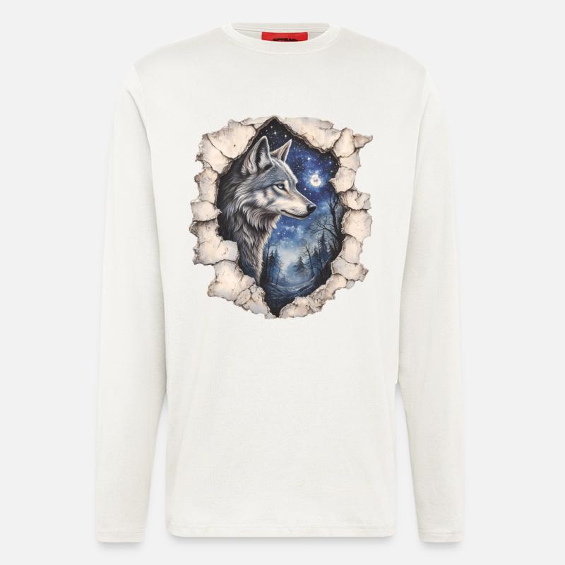 Wolf with starry sky - Longsleeve - made by SPREAD  - OFF WHITE