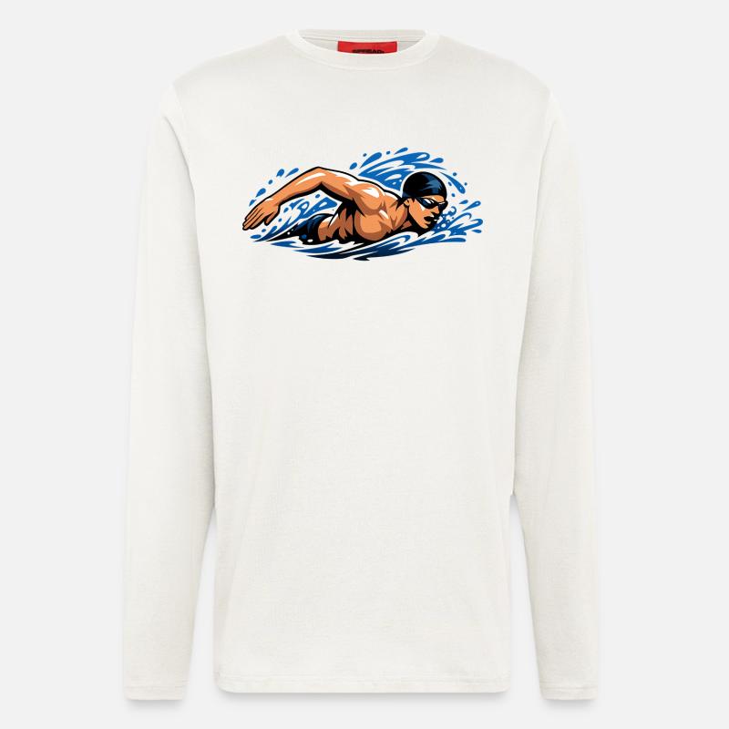 Freistil Schwimmer Dynamisches Wasser - Langarmshirt - made by SPREAD  - OFF WHITE