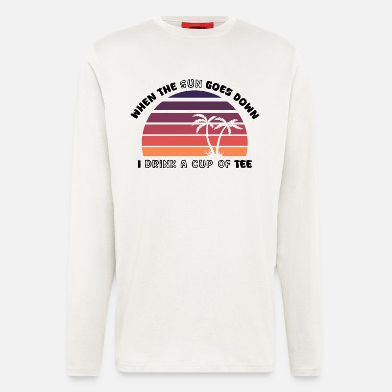 Sonnenuntergangs-Palmen Retro Tee - Design - Langarmshirt - made by SPREAD  - OFF WHITE