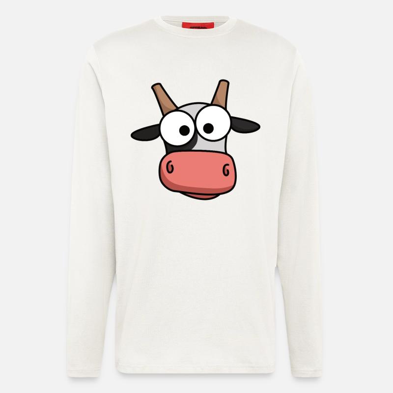 Kuh-Gesicht Comic mit großen Augen - Langarmshirt - made by SPREAD  - OFF WHITE