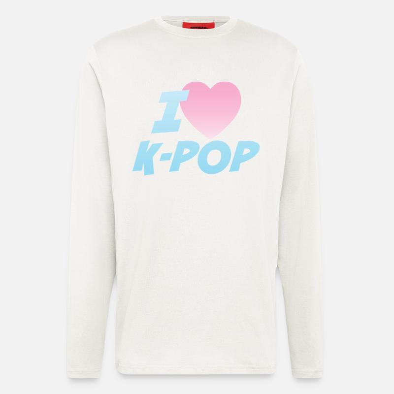J’adore la K-pop - Manches longues bio décontracté fabriqué en UE - OFF WHITE