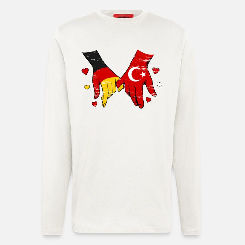 Germany Turkey Flags Holding Hands Used - Longsleeve - made by SPREAD - OFF WHITE