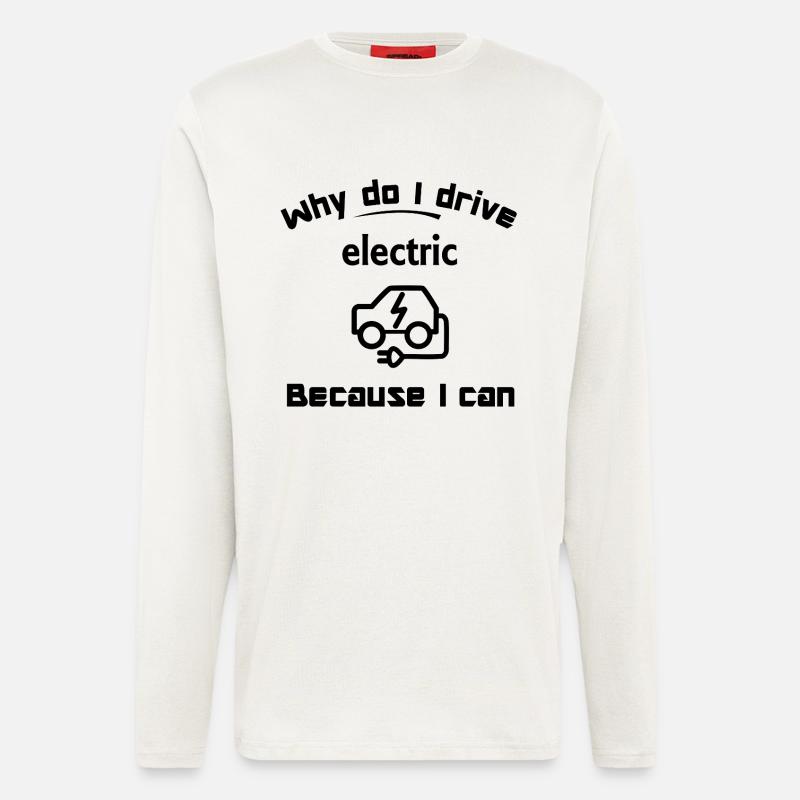 Les voitures électriques et l’avenir mobile - Manches longues bio décontracté fabriqué en UE - OFF WHITE