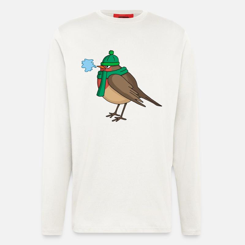 Der Vogel und der Winter - Langarmshirt - made by SPREAD  - OFF WHITE
