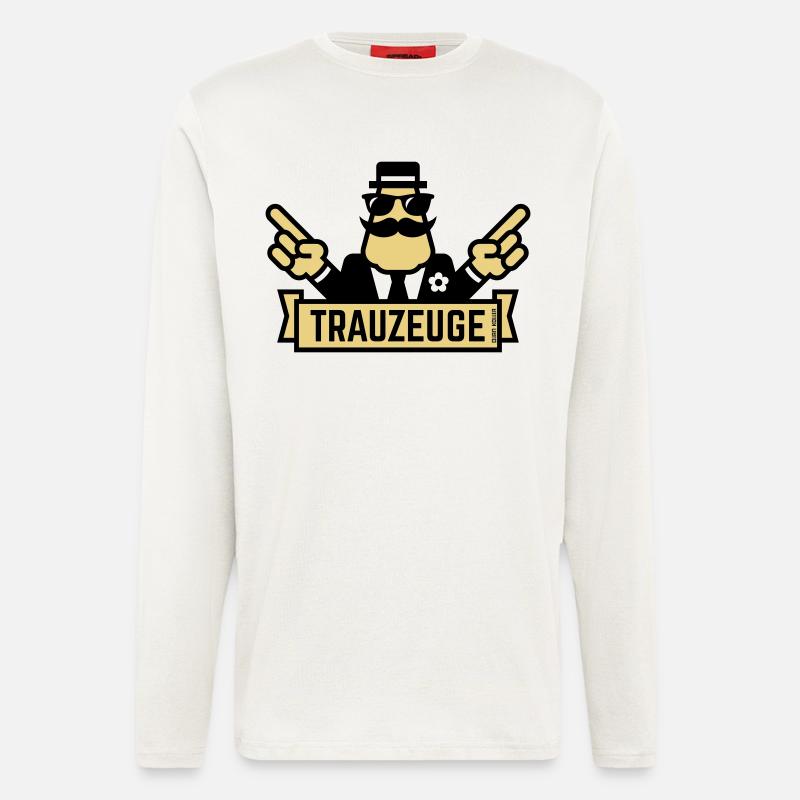 Gesto con la mano da testimone (addio al celibato/addio al celibato / 2C) - Maglia a maniche lunghe ecologica casual Made in UE - OFF WHITE