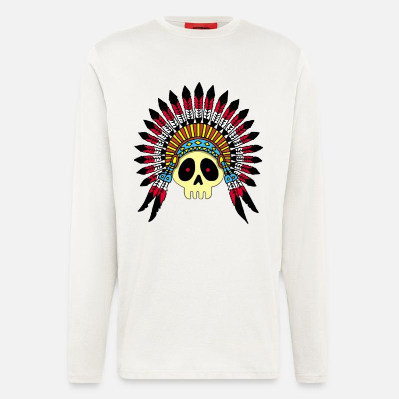 Indian Chief Skull (Farbe) - Langarmshirt - made by SPREAD  - OFF WHITE