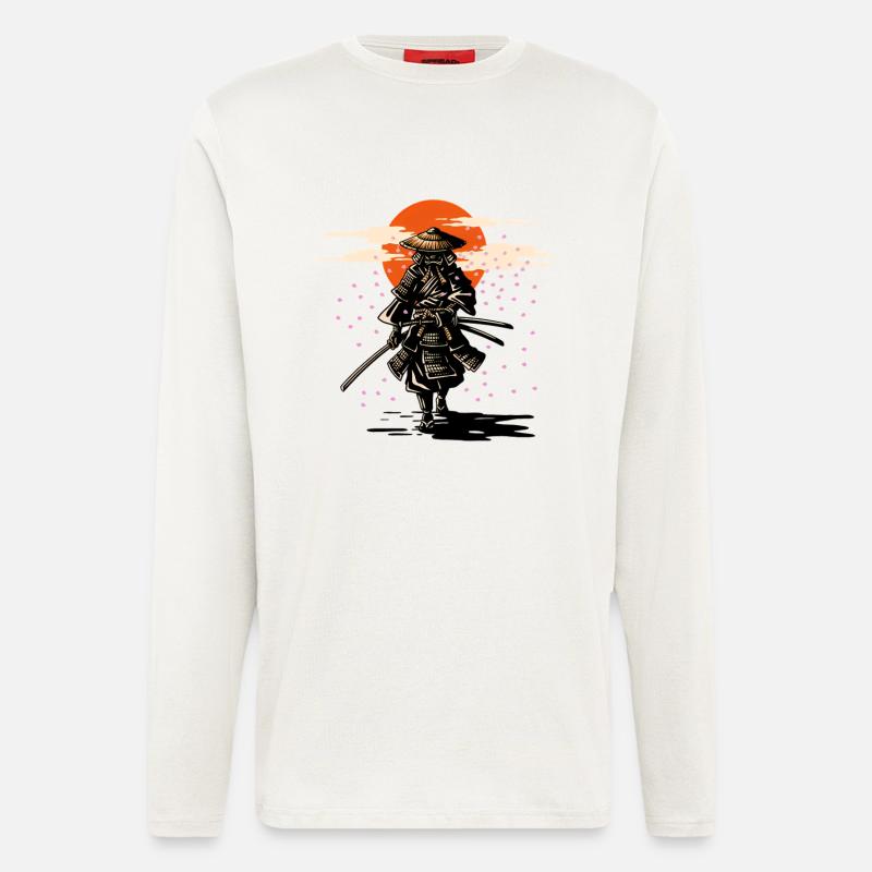 Samurai Sun und Sakura - Langarmshirt - made by SPREAD  - OFF WHITE