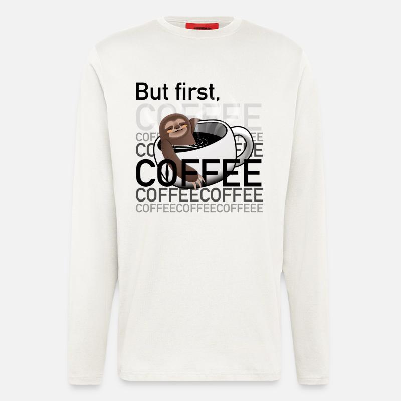 Sloth_in_coffee_cup - Langarmshirt - made by SPREAD  - OFF WHITE