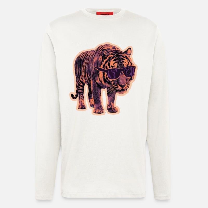 Tiger Sonnenbrille Risographie - Langarmshirt - made by SPREAD  - OFF WHITE