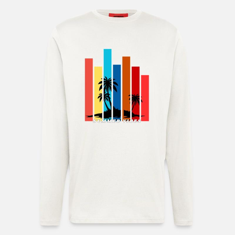 Tropical Summer Sunset Palm Trees Design - Longsleeve - made by SPREAD  - OFF WHITE