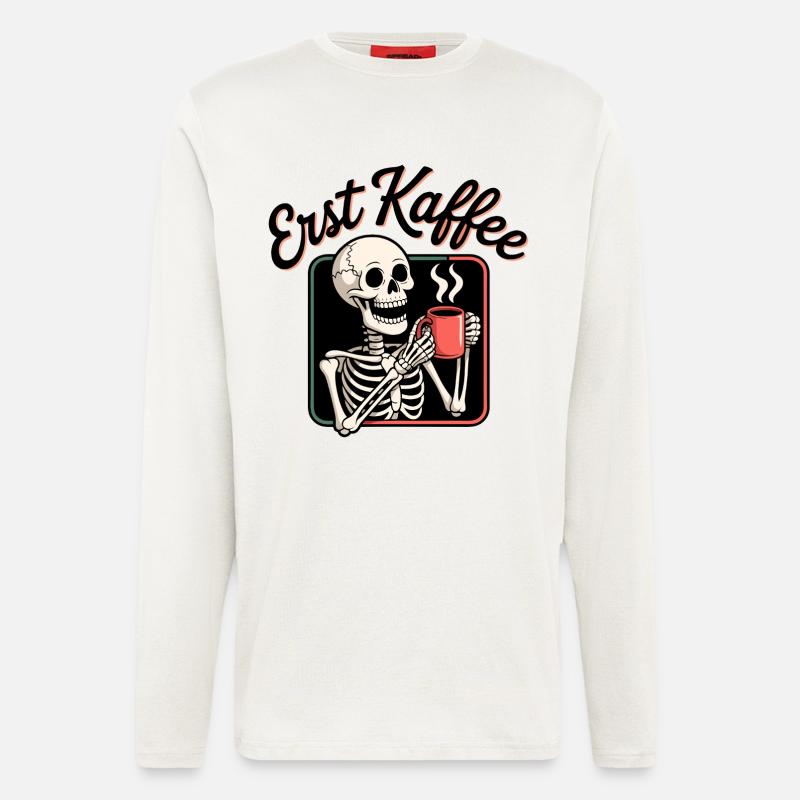 First Coffee Skeleton - Longsleeve - made by SPREAD  - OFF WHITE