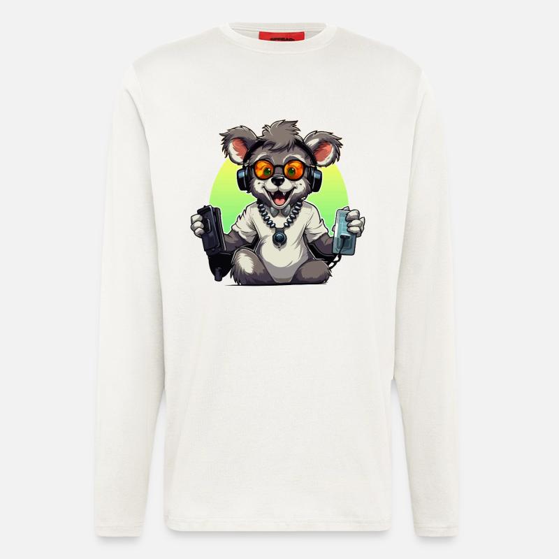 Gamer Koala mit Headset - Langarmshirt - made by SPREAD  - OFF WHITE