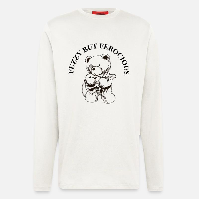Fuzzy but Ferocious – Bear Rock Saying - Longsleeve - made by SPREAD  - OFF WHITE