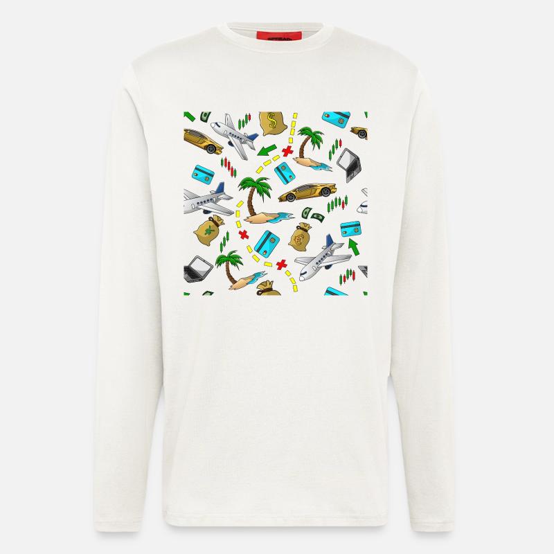 Reisegeld Muster - Langarmshirt - made by SPREAD  - OFF WHITE