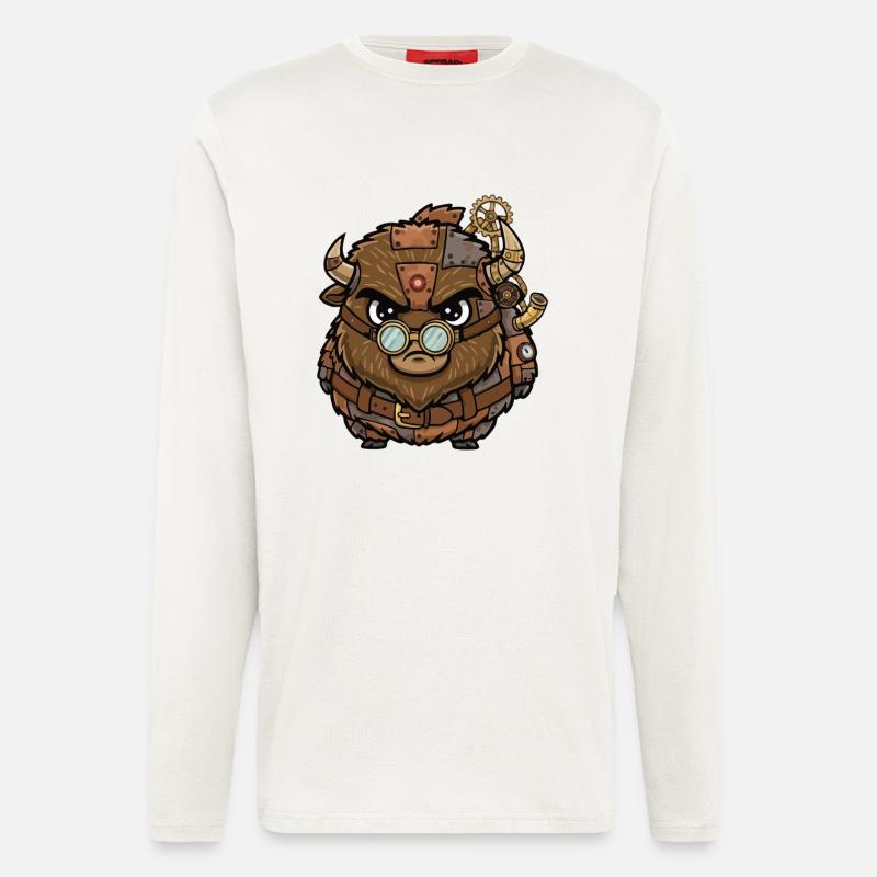 Bison Steampunk Cyborg Rüstungsräder - Langarmshirt - made by SPREAD  - OFF WHITE