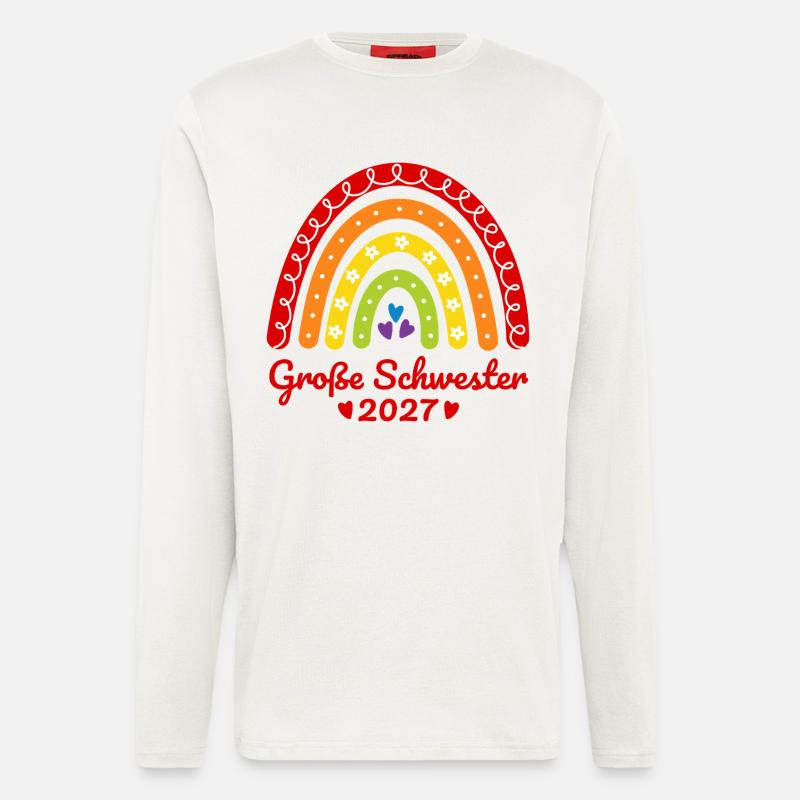 Große Schwester 2027 Boho Regenbogen bunt - Langarmshirt - made by SPREAD  - OFF WHITE