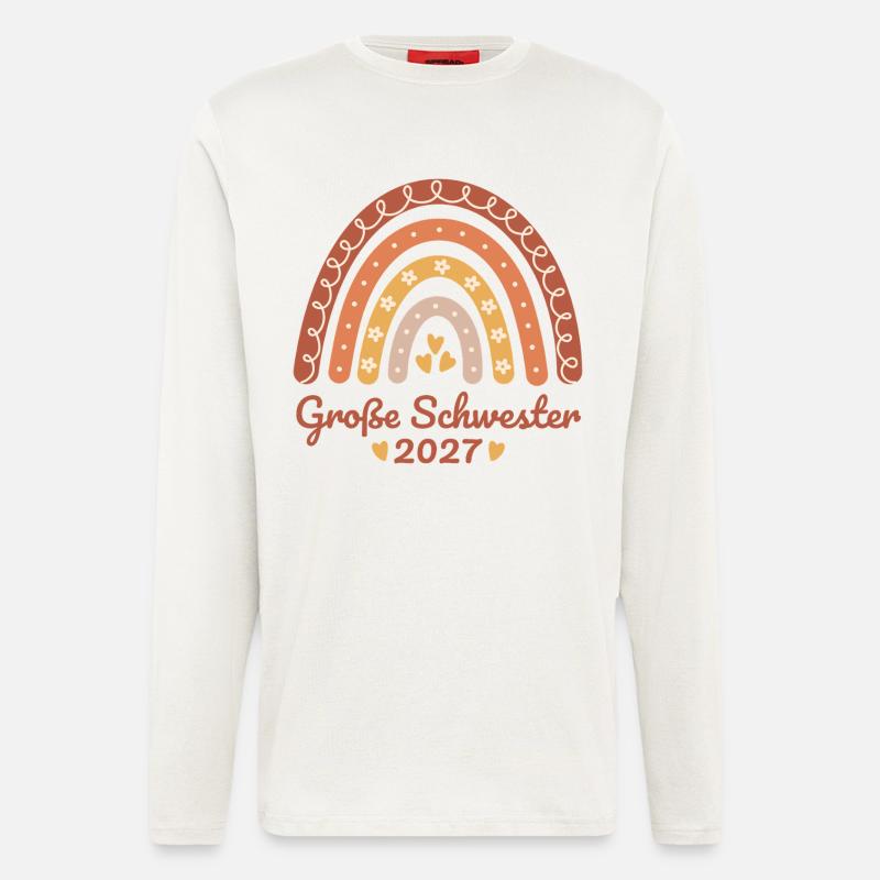 Große Schwester 2027 Boho Regenbogen - Langarmshirt - made by SPREAD - OFF WHITE