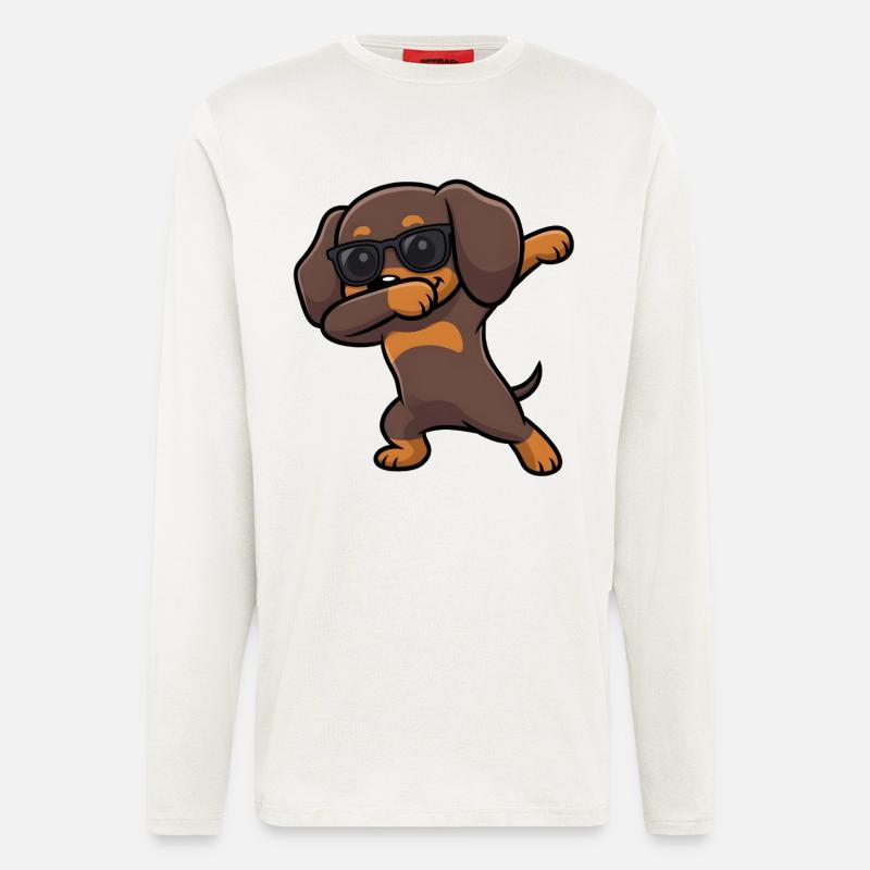 Dabbing Dackel aka Dachshund - Longsleeve - made by SPREAD  - OFF WHITE