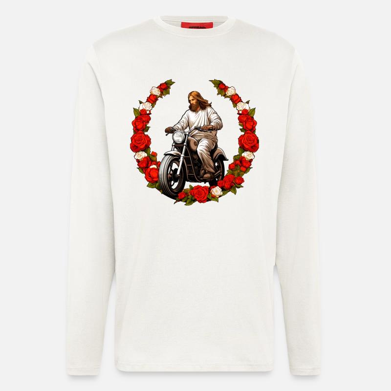 Jesus Motorrad - Langarmshirt - made by SPREAD  - OFF WHITE