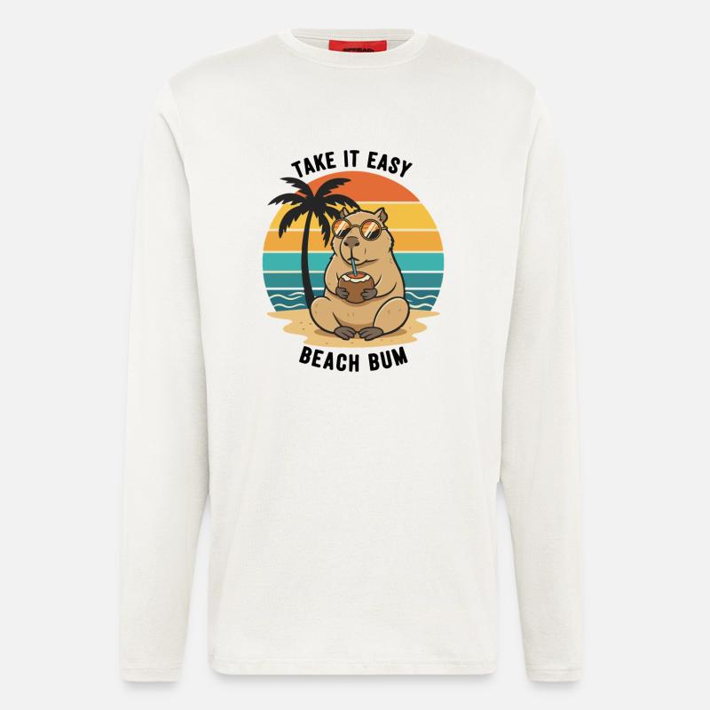 Capybara Beach Bum Take It Easy - Longsleeve - made by SPREAD  - OFF WHITE