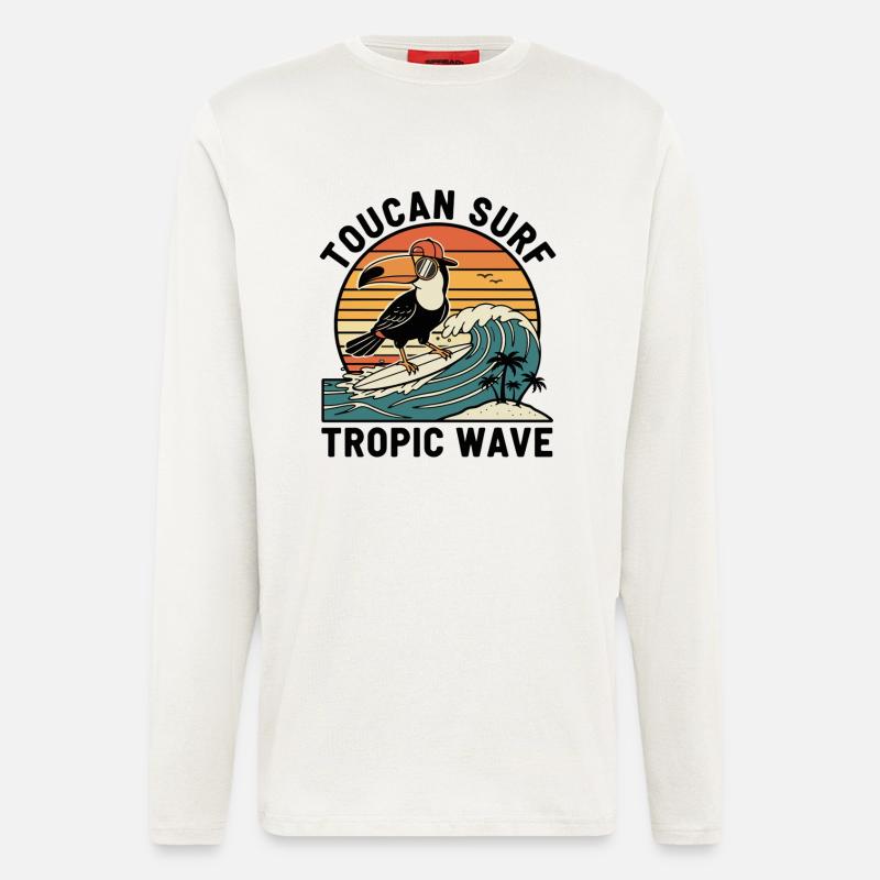 Toucan Surf Tropic Wave Ocean Vibes - Langarmshirt - made by SPREAD  - OFF WHITE
