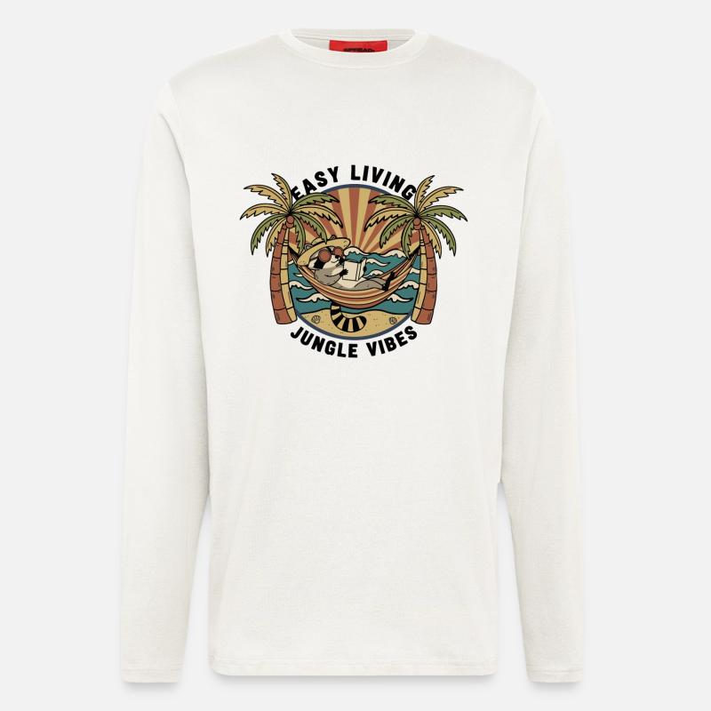 Waschbär-Hängematten-Dschungel – einfaches Leben - Langarmshirt - made by SPREAD  - OFF WHITE