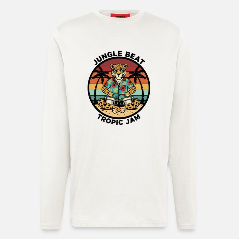 Leopard Jungle Beat Tropic Jam Retro - Longsleeve - made by SPREAD  - OFF WHITE