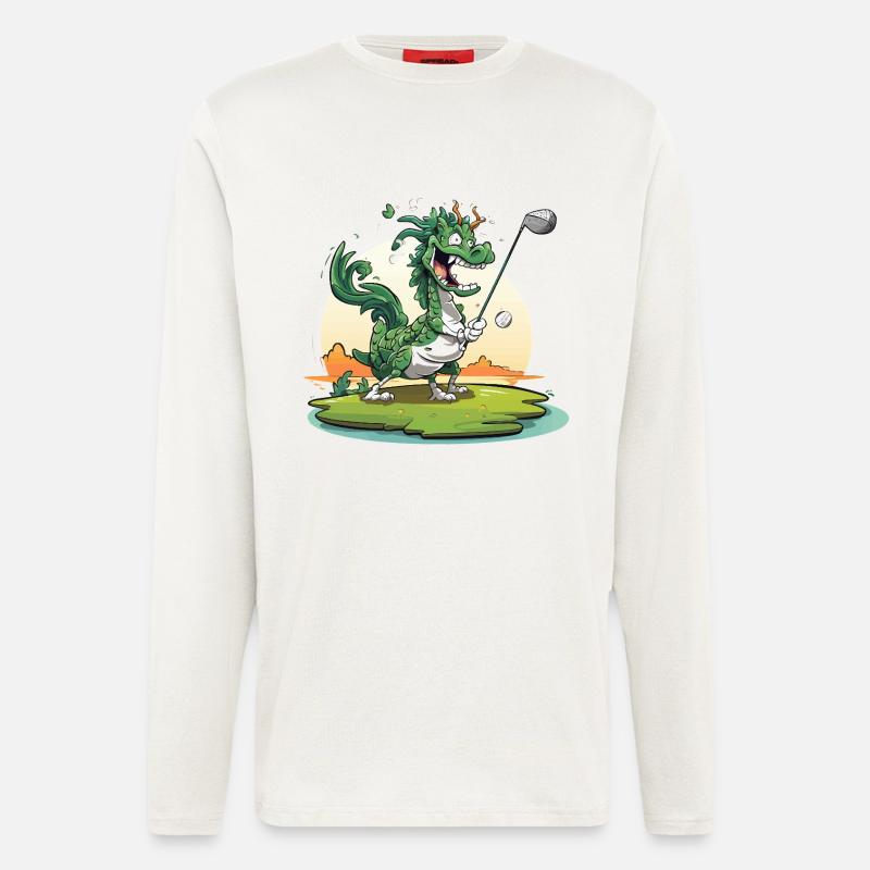 Golfing dragon on the tee - Longsleeve - made by SPREAD  - OFF WHITE