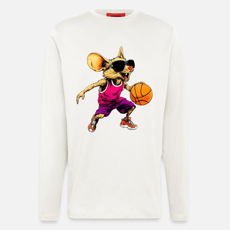 Basketball Mäuschen - Langarmshirt - made by SPREAD  - OFF WHITE